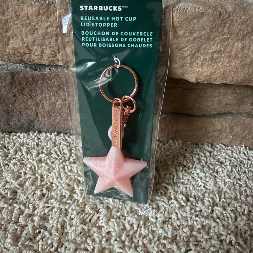 New!! Starbucks Pink Star Lid Stopper Keychain 2023 Holiday